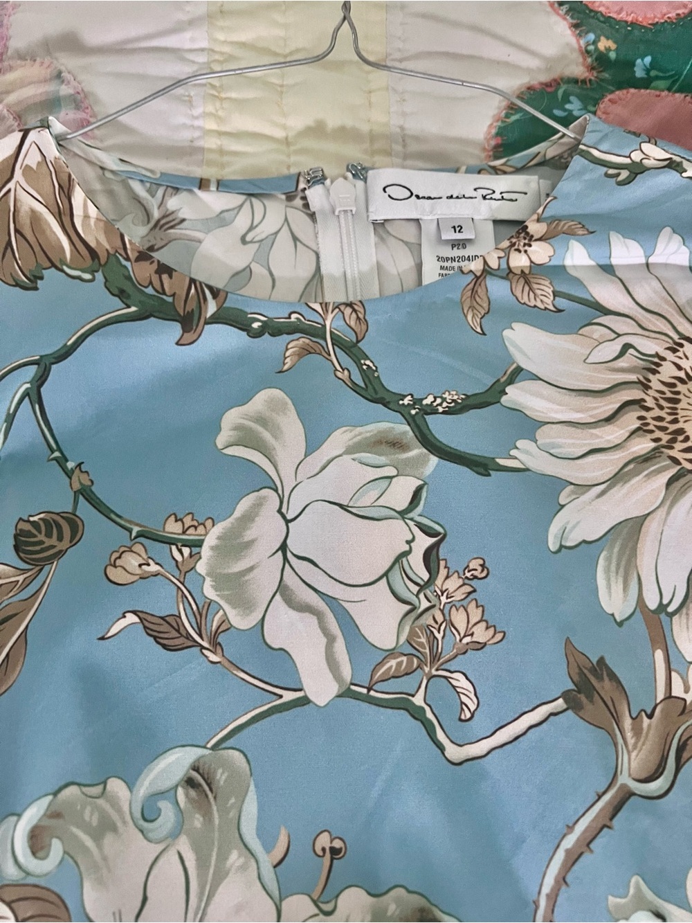 Oscar de la Renta Teal-Blue Floral Midi Wrap Dress - Picture 3 of 6